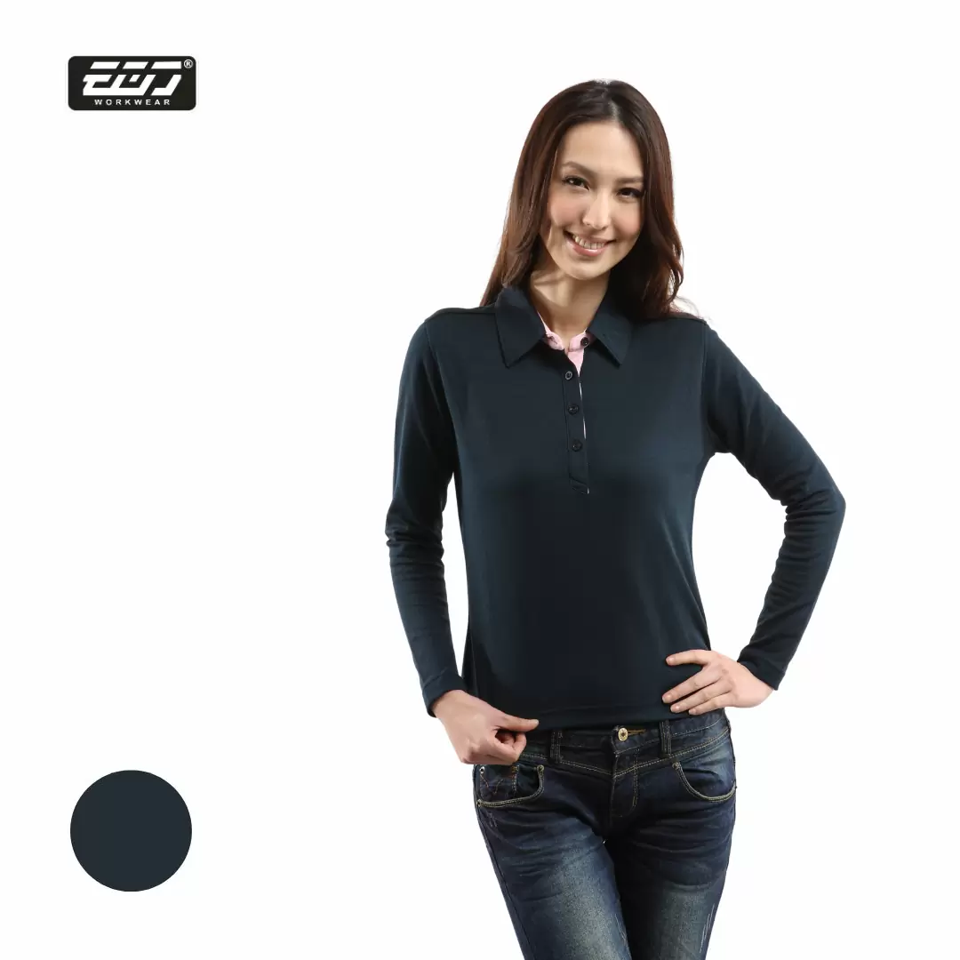 長袖女版素面POLO衫