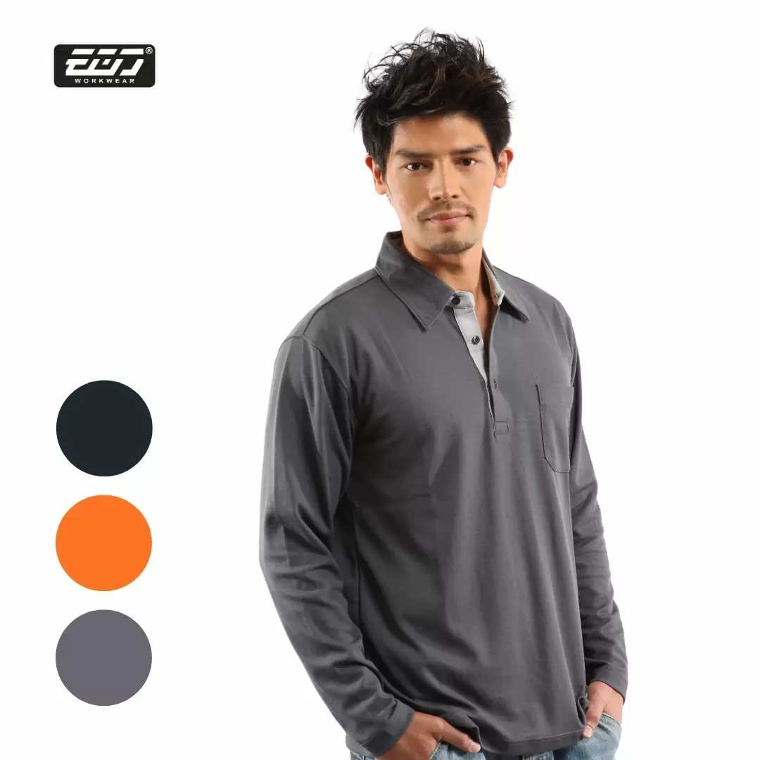 長袖男版單口袋POLO衫