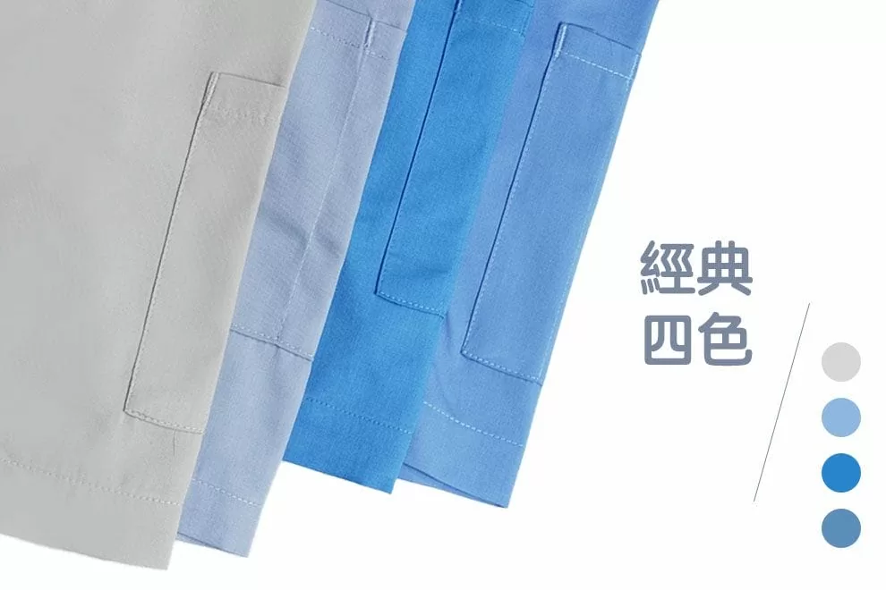 日式短袖CVC襯衫-灰藍色 日式短袖CVC襯衫-灰藍色