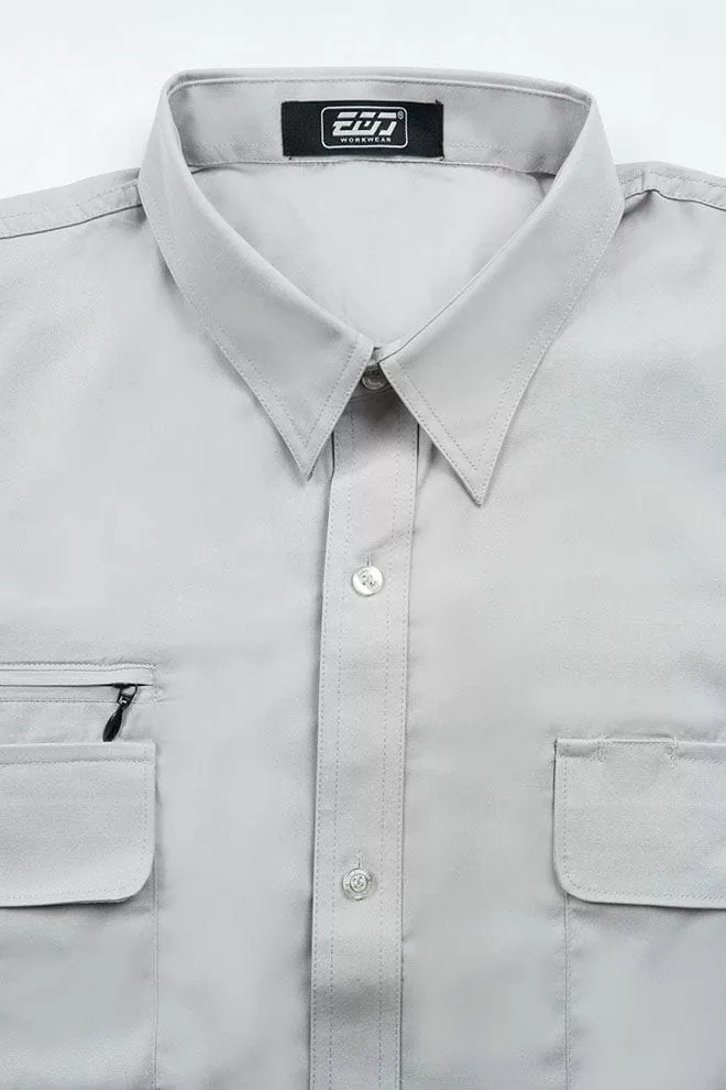 日式短袖CVC襯衫-卡其色 日式短袖CVC襯衫-卡其色