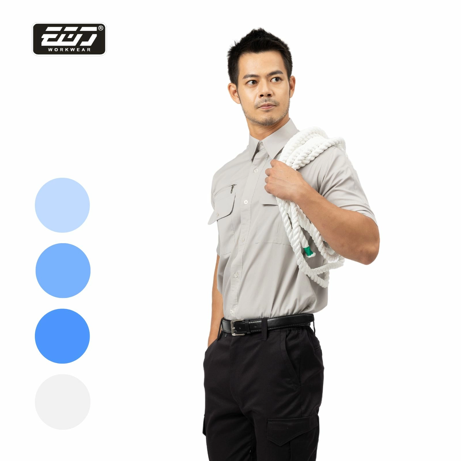 日式短袖CVC襯衫-卡其色