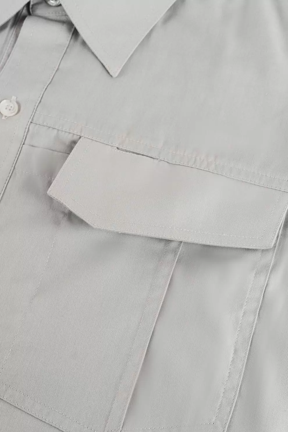 日式反光長袖襯衫-卡其色