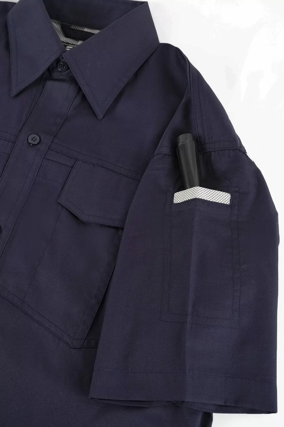 日式反光短袖襯衫-丈青色