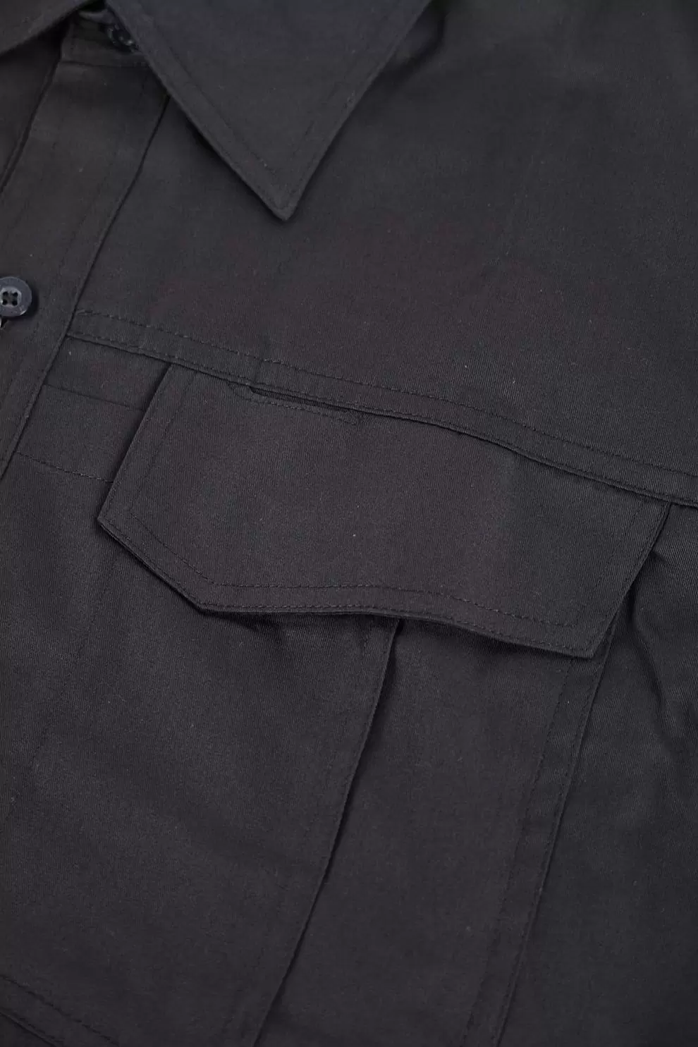 日式反光短袖襯衫-黑色