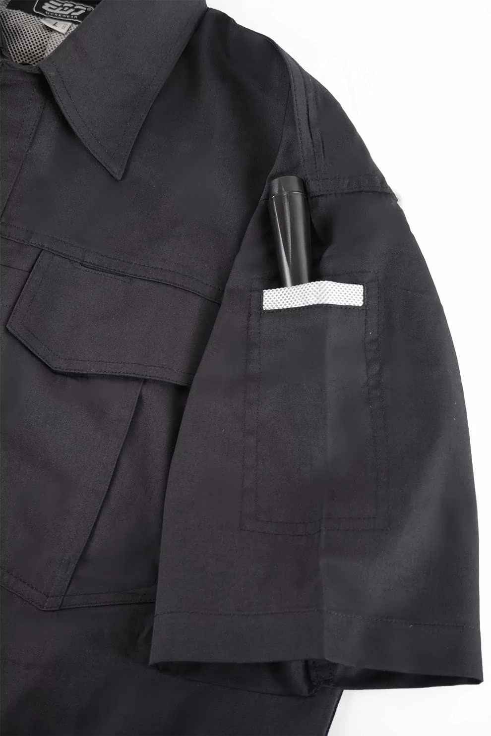 日式反光短袖襯衫-黑色