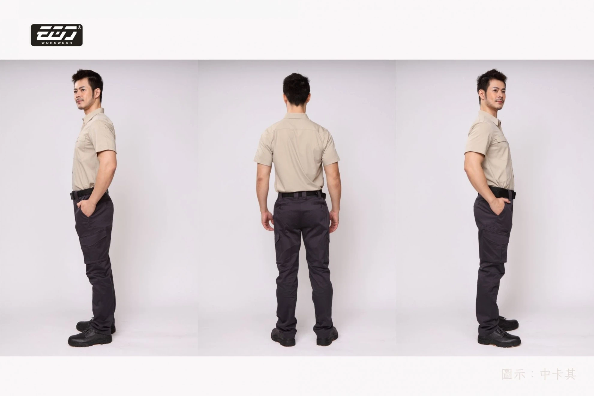 涼感透氣彈力短袖襯衫-中卡其 涼感透氣彈力短袖襯衫-中卡其