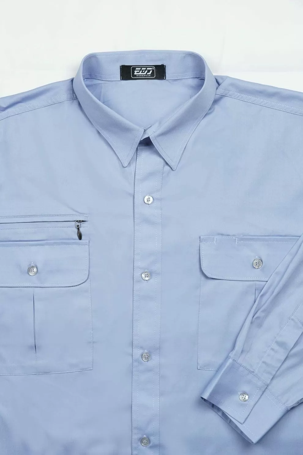 日式長袖CVC襯衫-灰藍色 日式長袖CVC襯衫-灰藍色