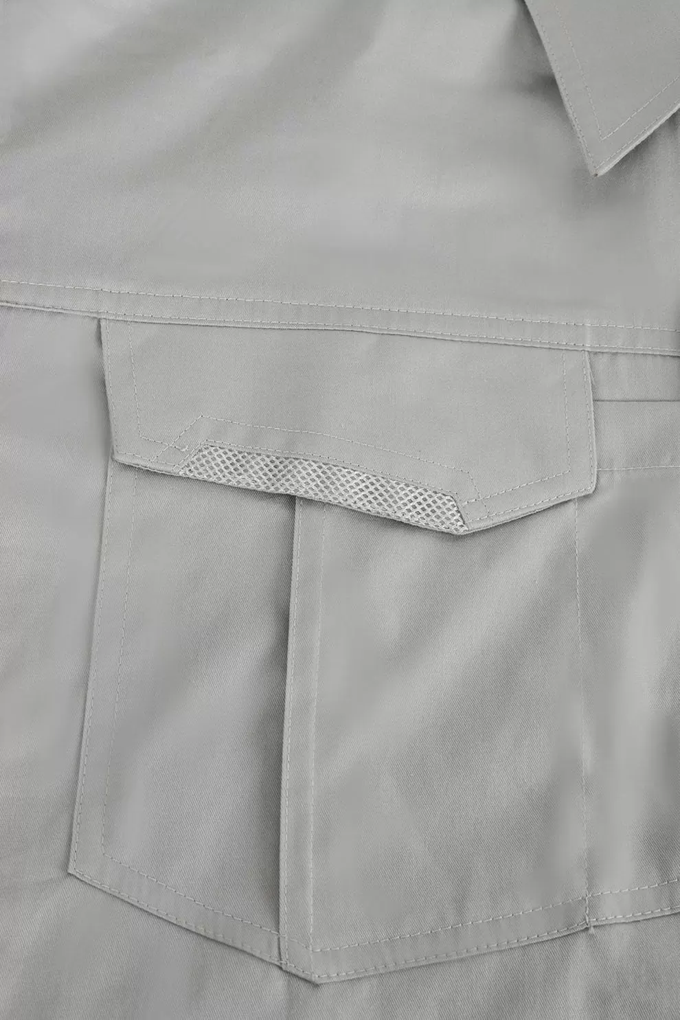 日式反光長袖襯衫-卡其色