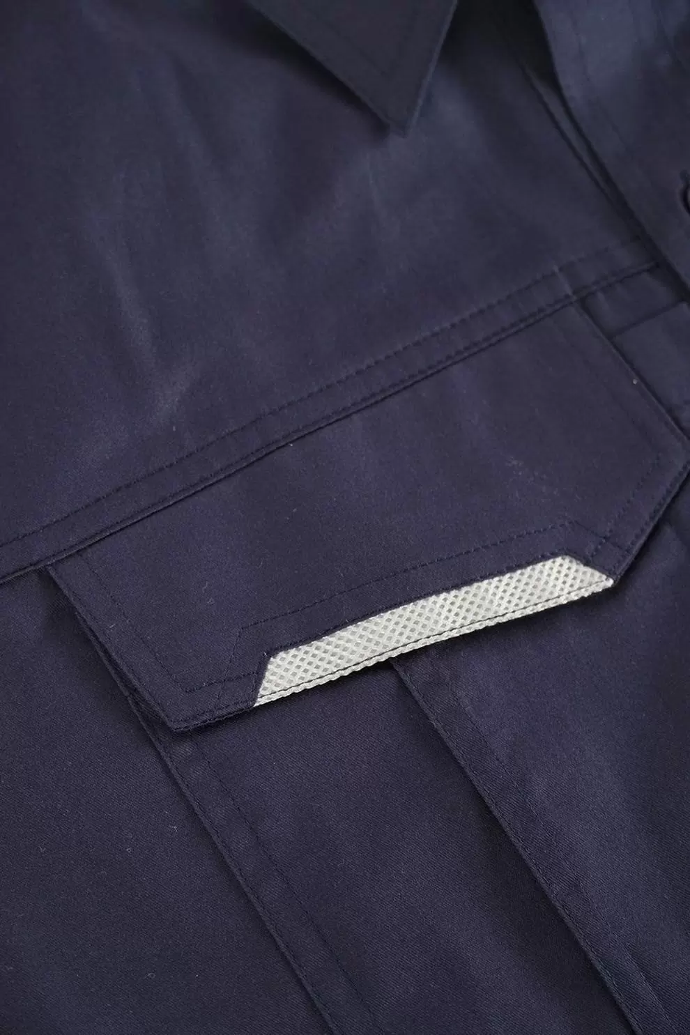 日式反光長袖襯衫-丈青色