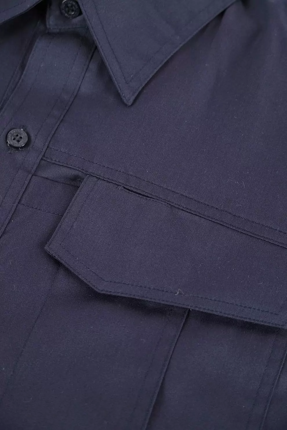 日式反光長袖襯衫-丈青色