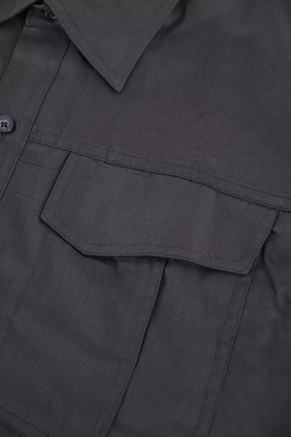 日式反光長袖襯衫-黑色