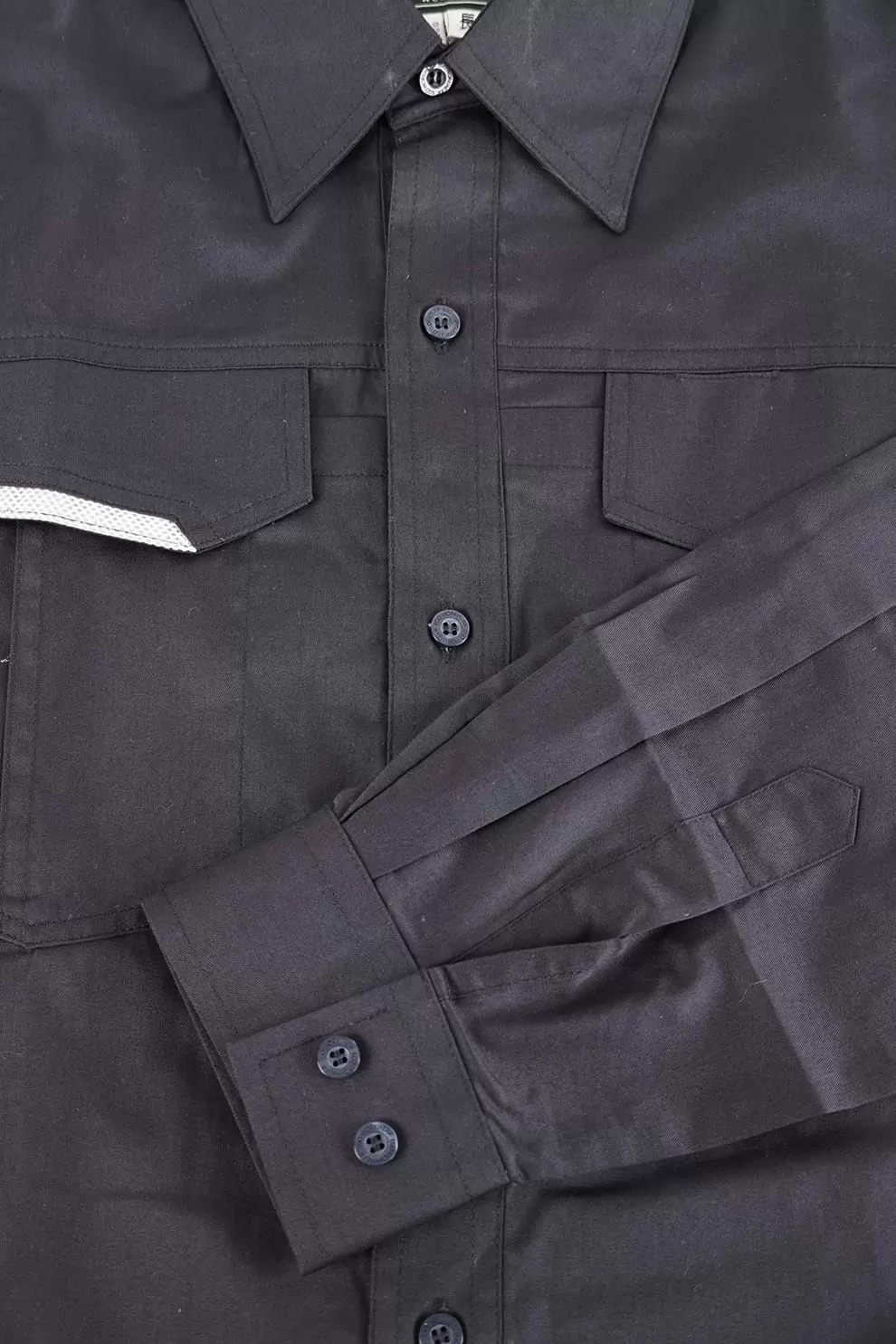 日式反光長袖襯衫-黑色