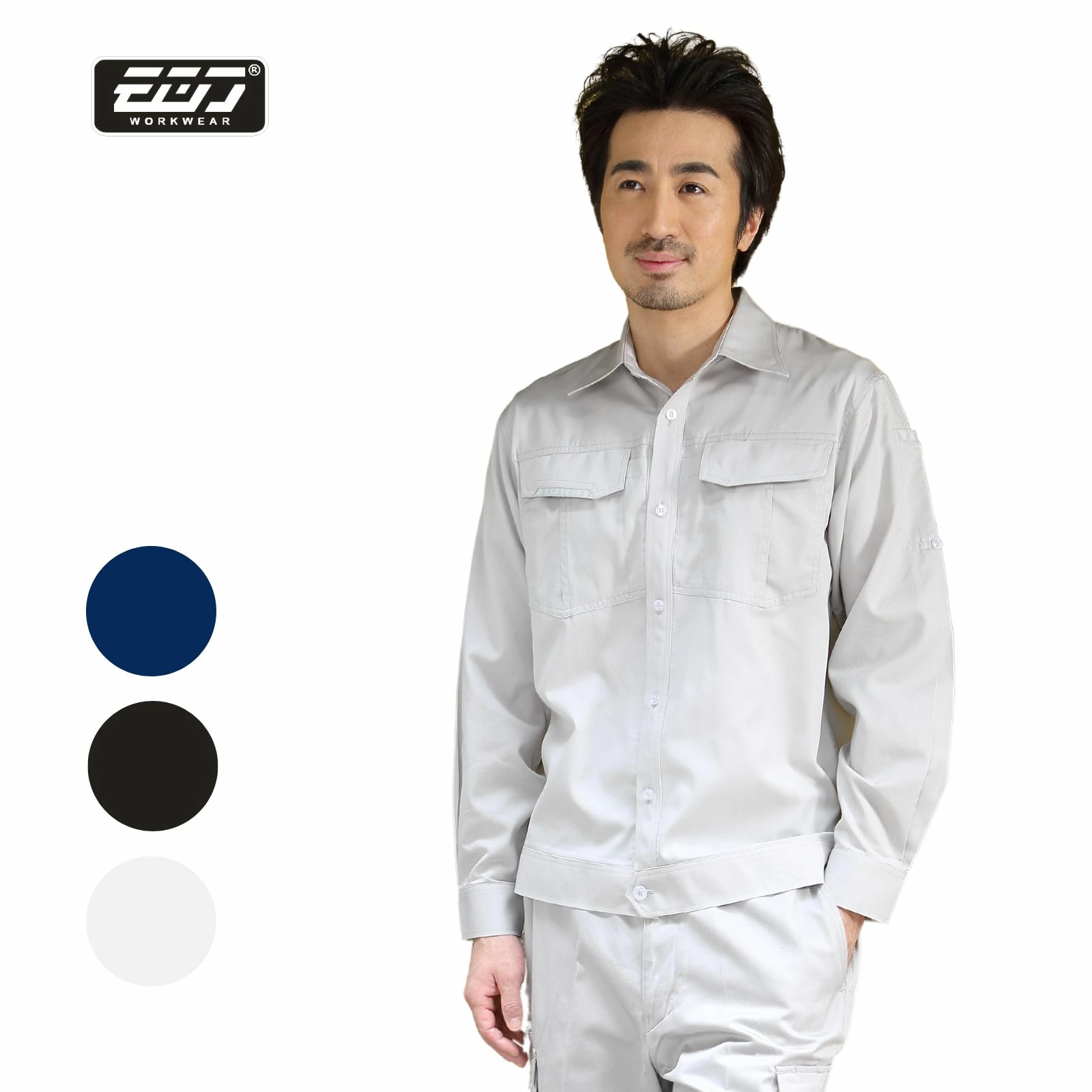 日式反光長袖襯衫-卡其色