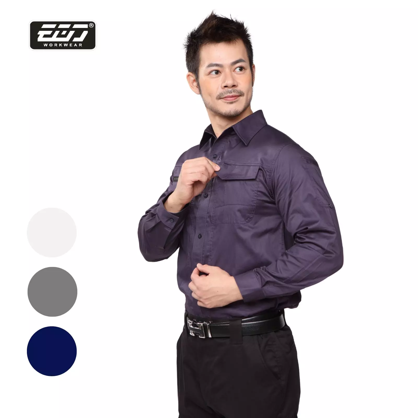 多功能長袖襯衫-深灰藍