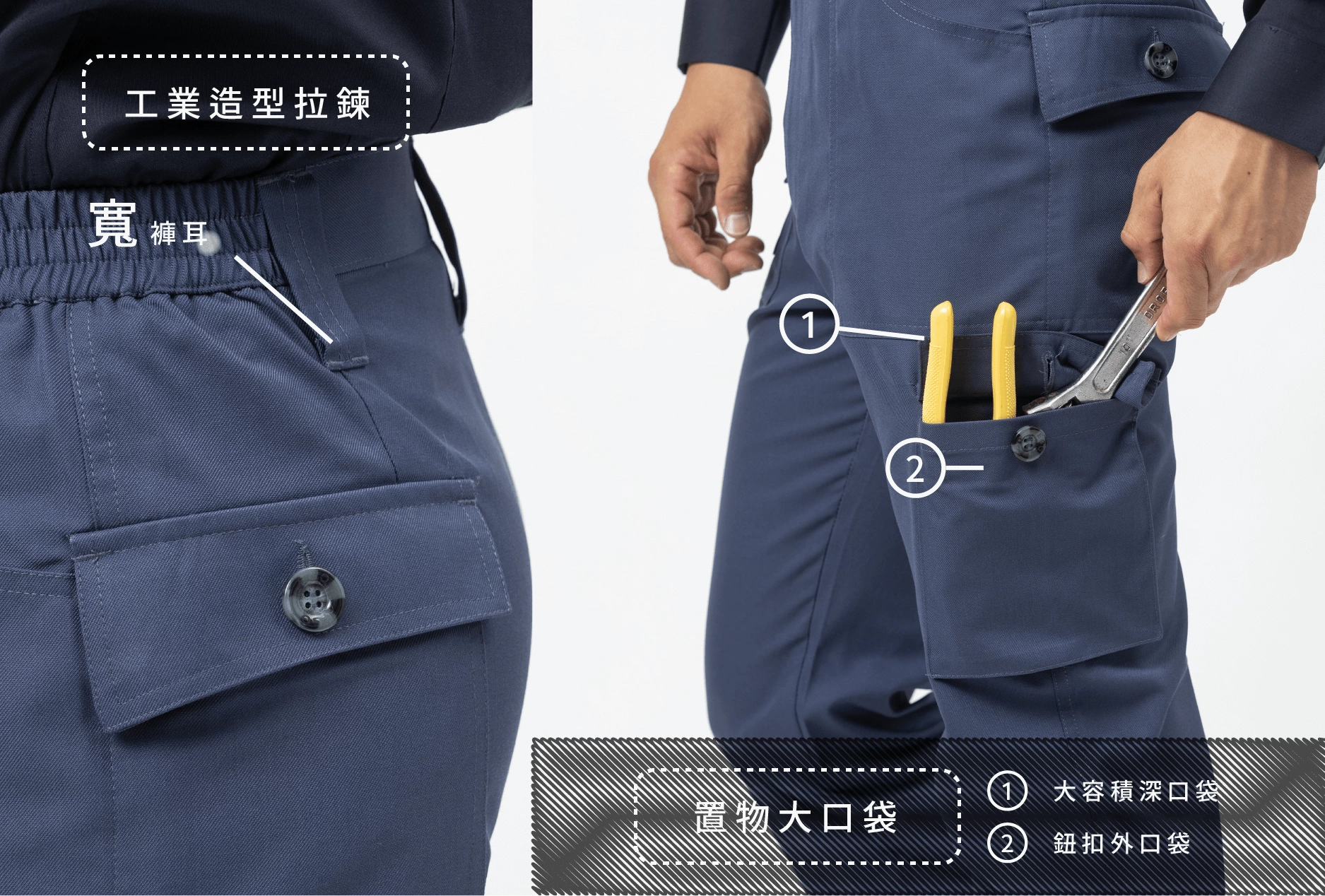 多口袋工作褲-深灰色