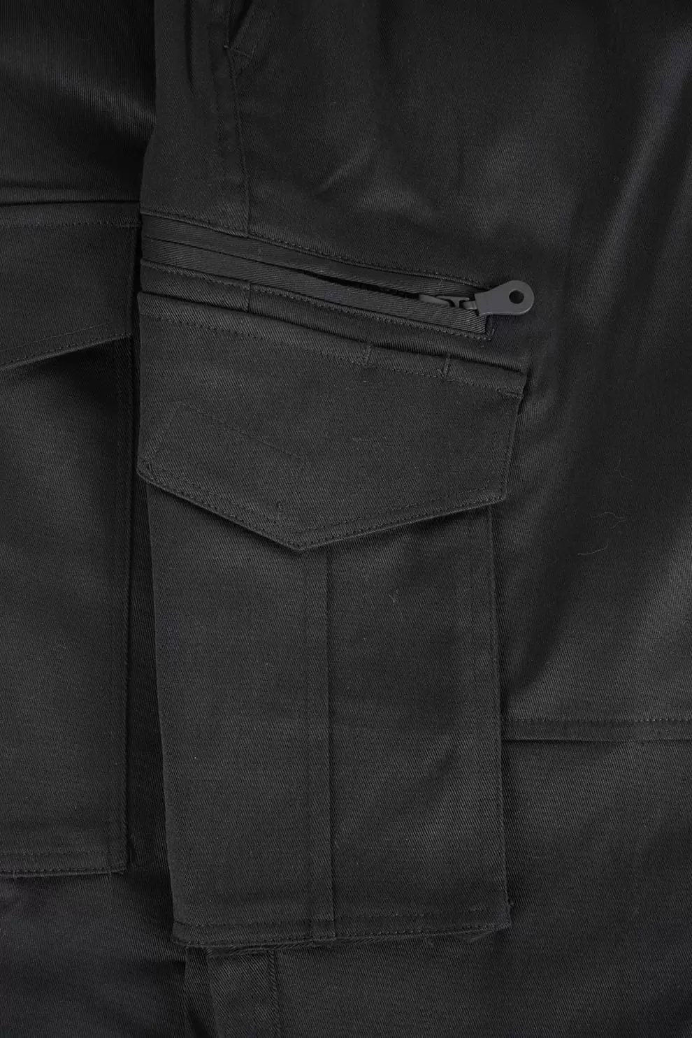 棉彈多口袋工作褲-黑