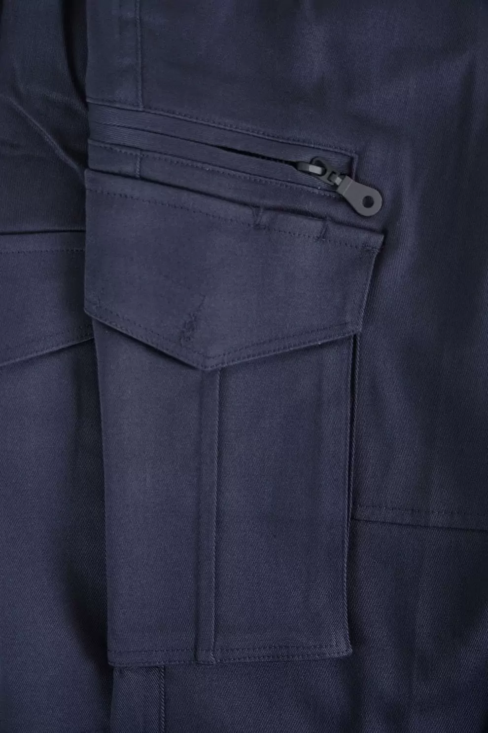 棉彈多口袋工作褲-鐵灰