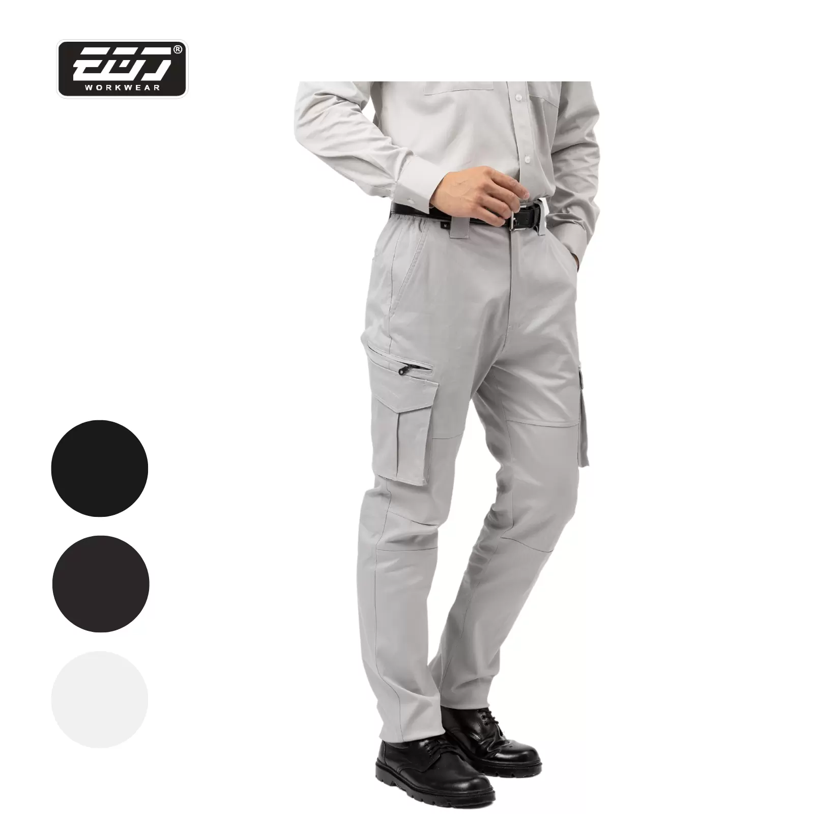 棉彈多口袋工作褲-卡其