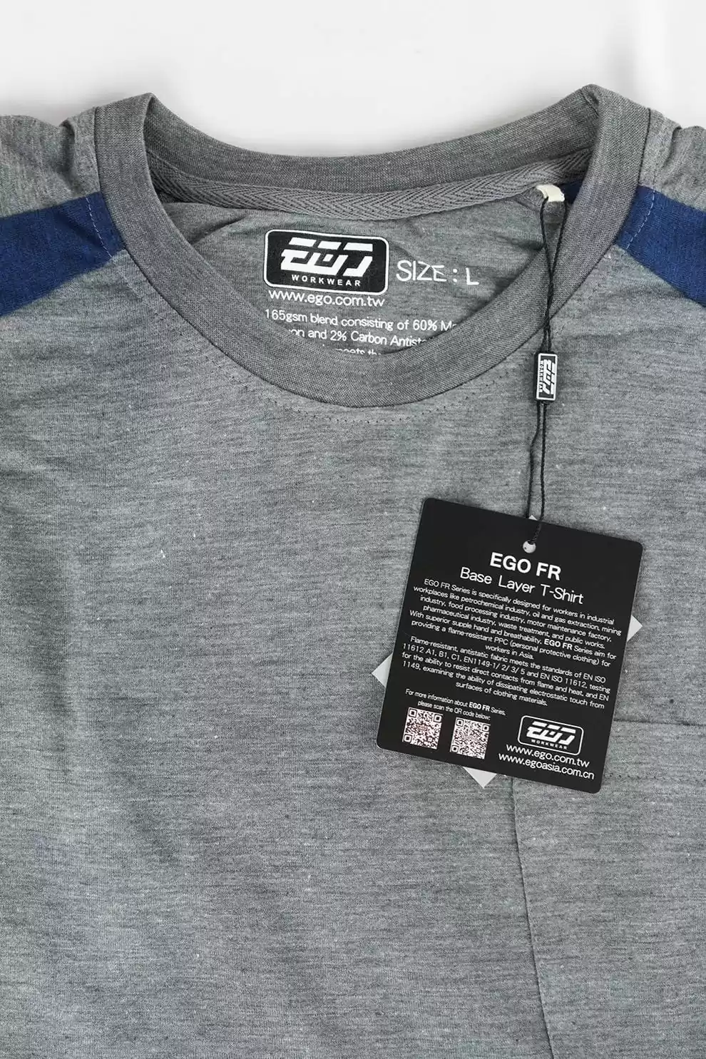 阻燃抗靜電長袖T-麻花灰配深藍 阻燃抗靜電長袖T-麻花灰配深藍