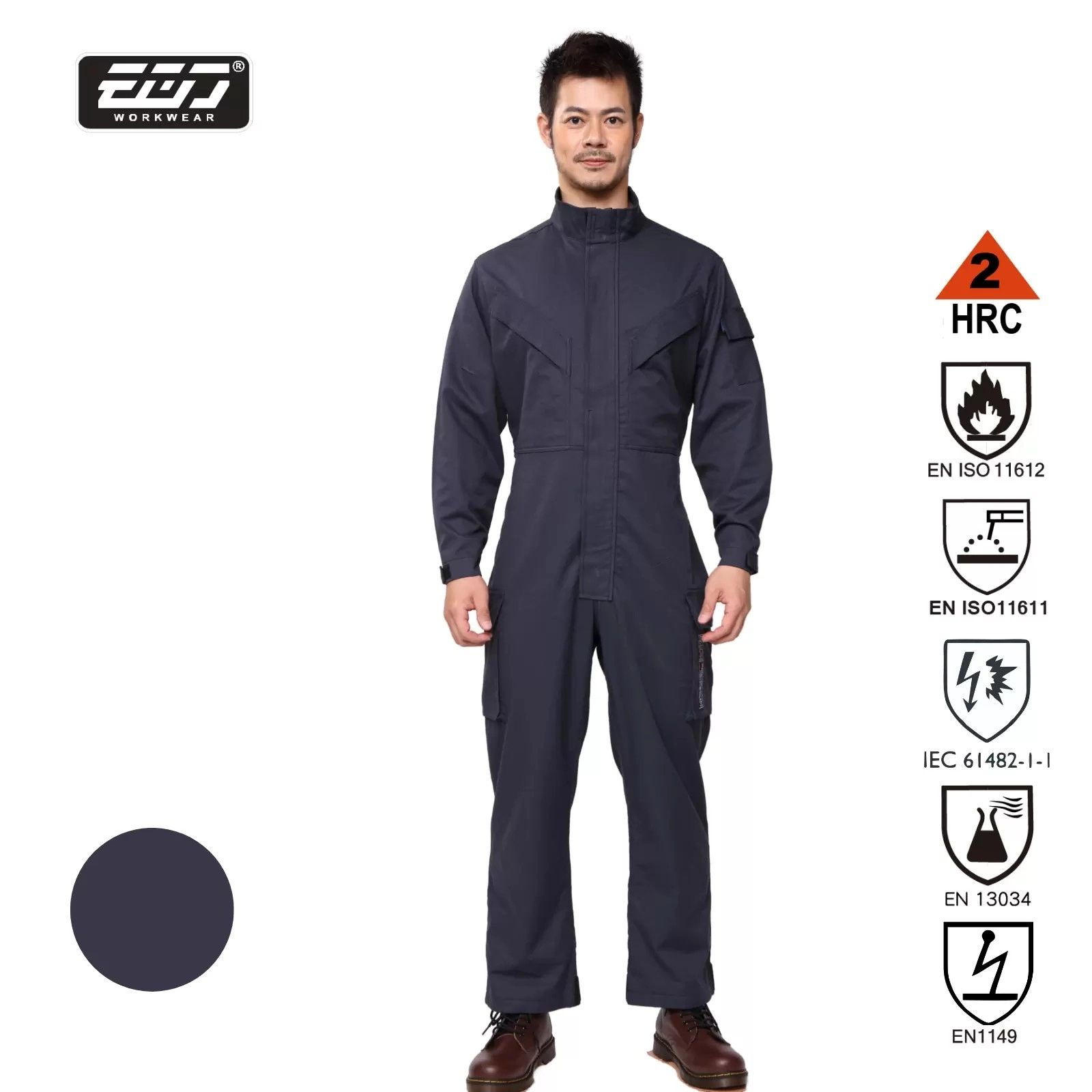 阻燃防熔鐵電弧二級連身服-海軍藍