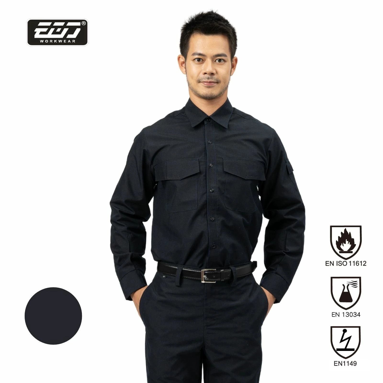 阻燃化學防護長襯衫-海軍藍