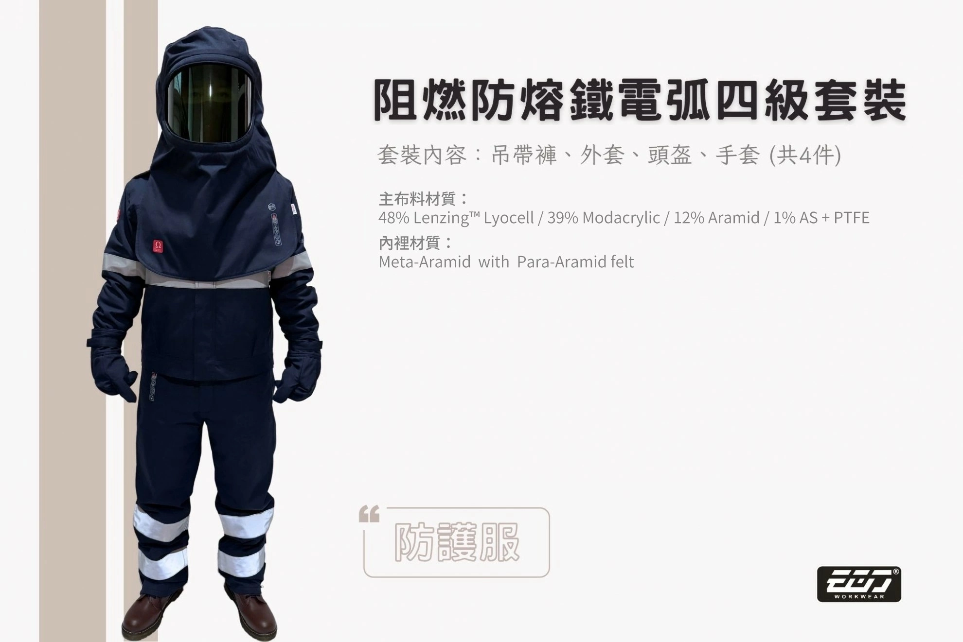 阻燃防熔鐵電弧四級套裝-丈青 阻燃防熔鐵電弧四級套裝-丈青