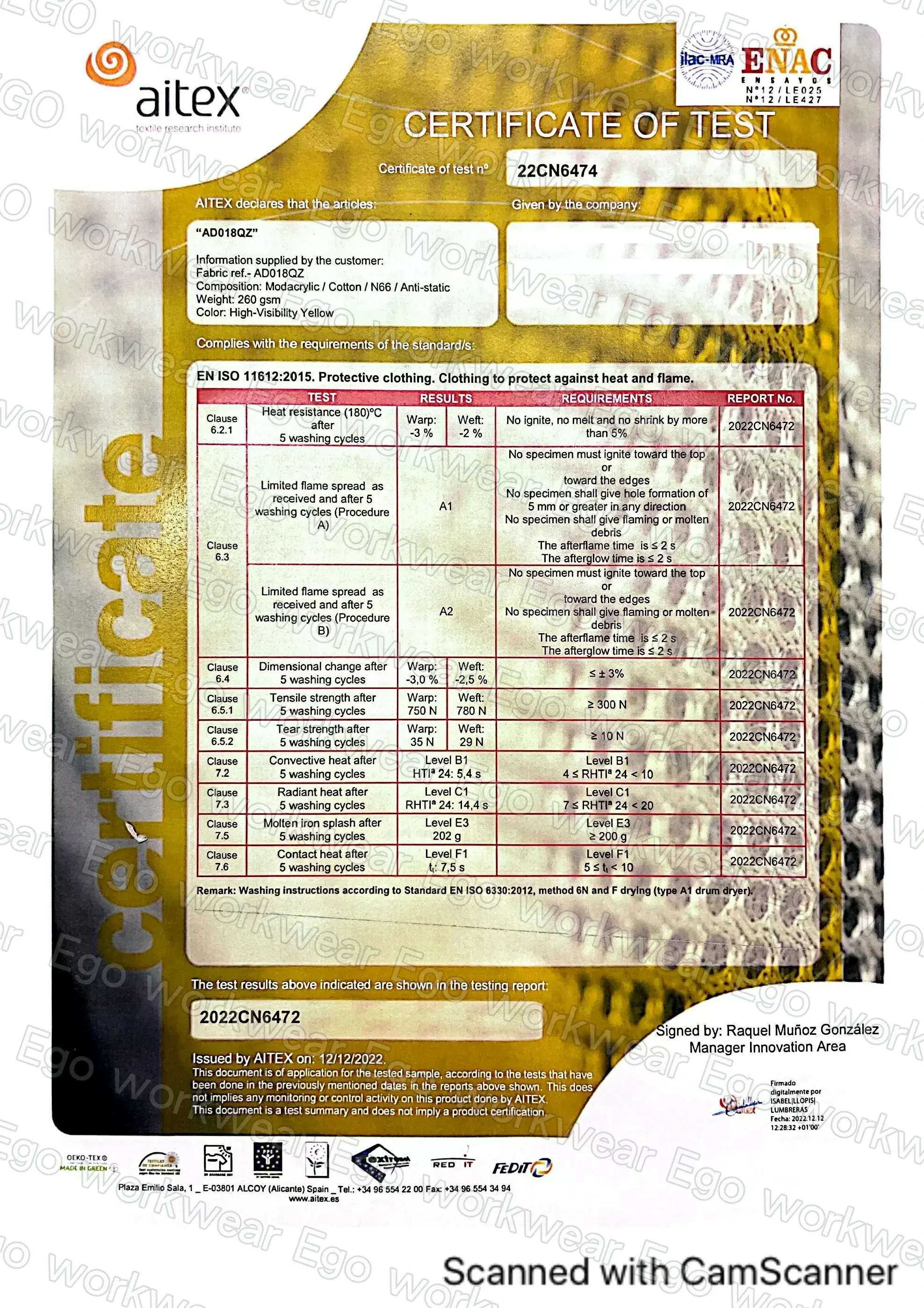阻燃高可視防熔鐵電弧二級防護外套-螢光黃 阻燃高可視防熔鐵電弧二級防護外套-螢光黃