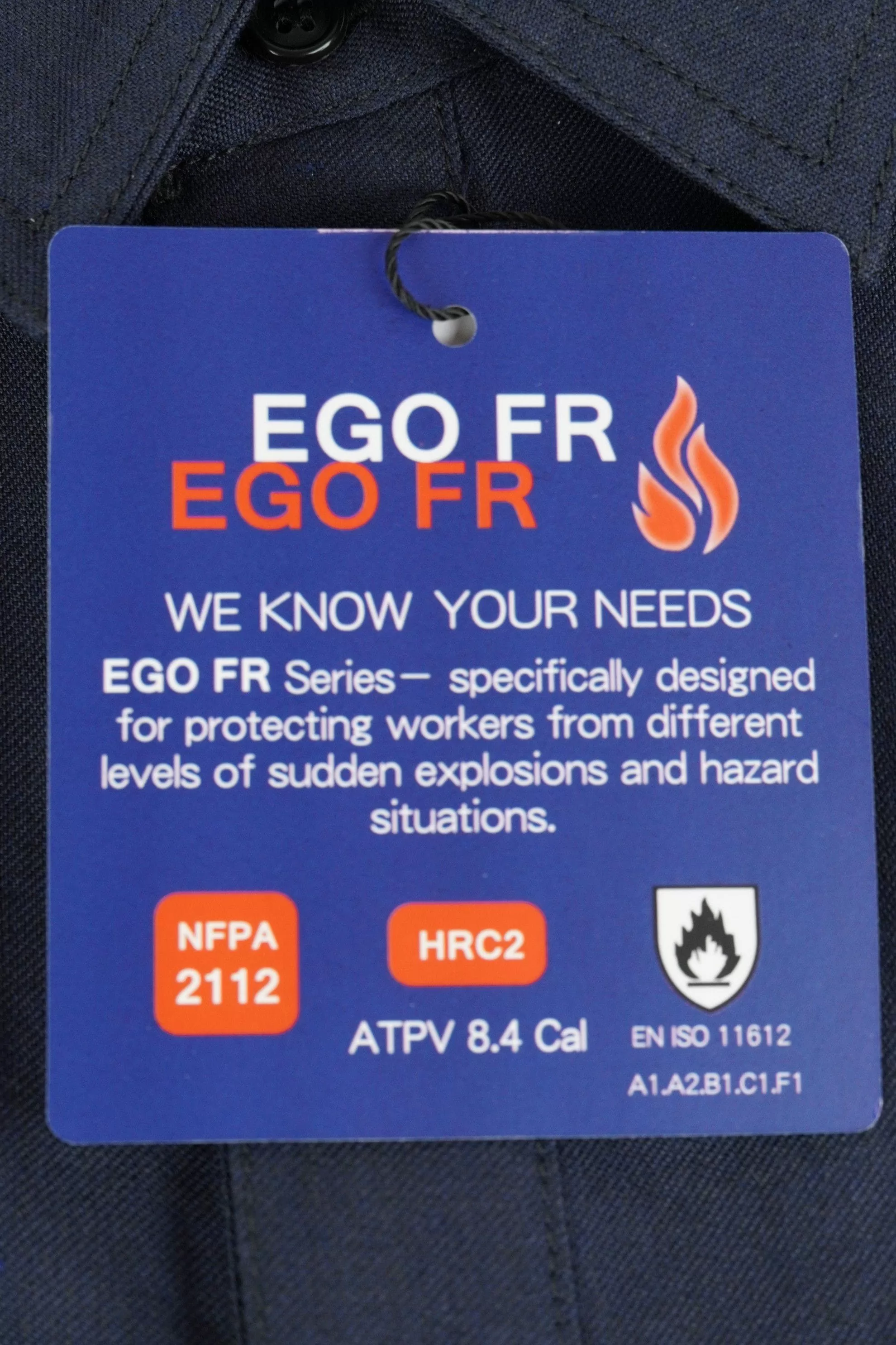 阻燃輕薄型電弧二級長襯衫-靛藍