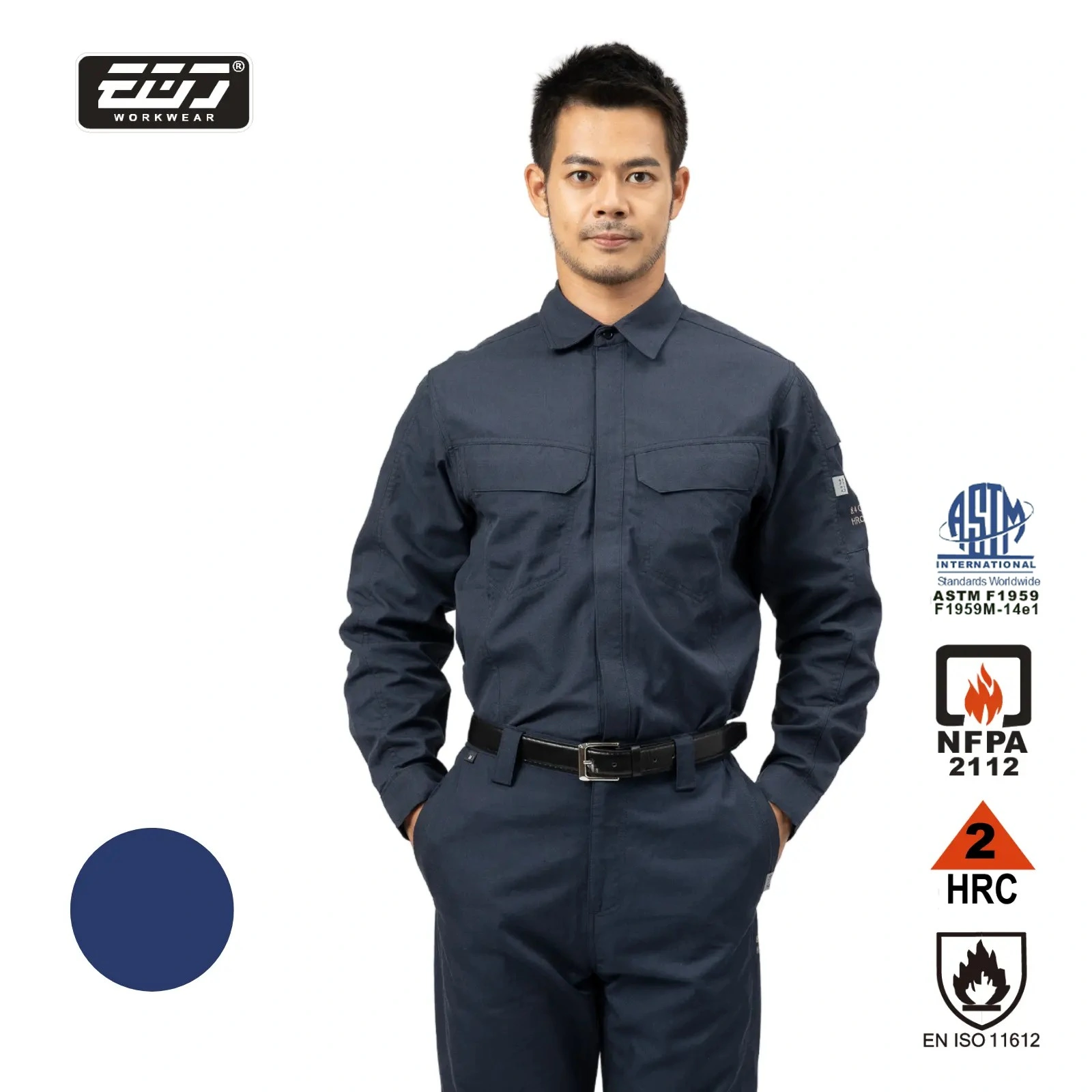 阻燃輕薄型電弧二級長襯衫-靛藍