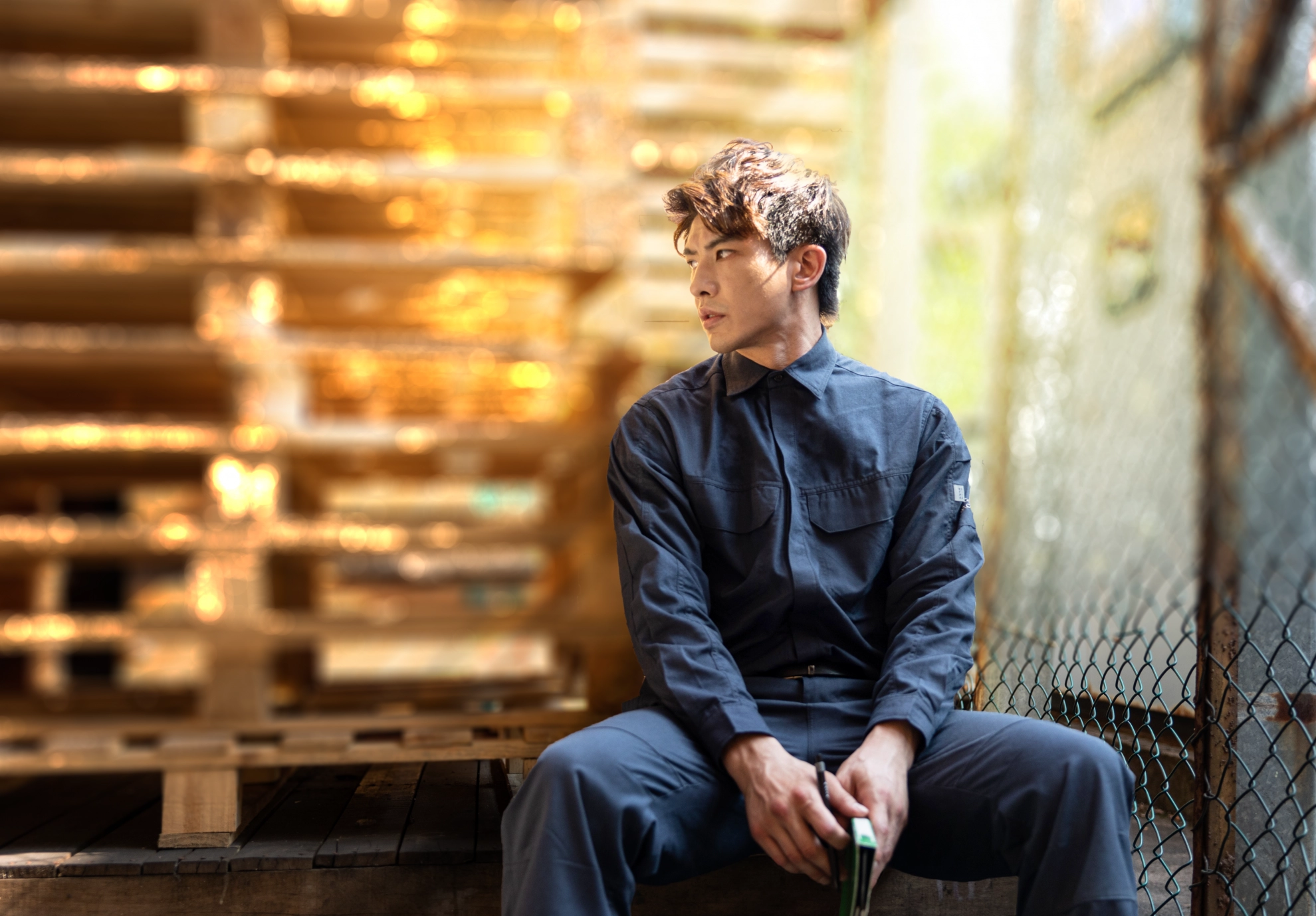 阻燃輕薄型電弧二級長襯衫-靛藍